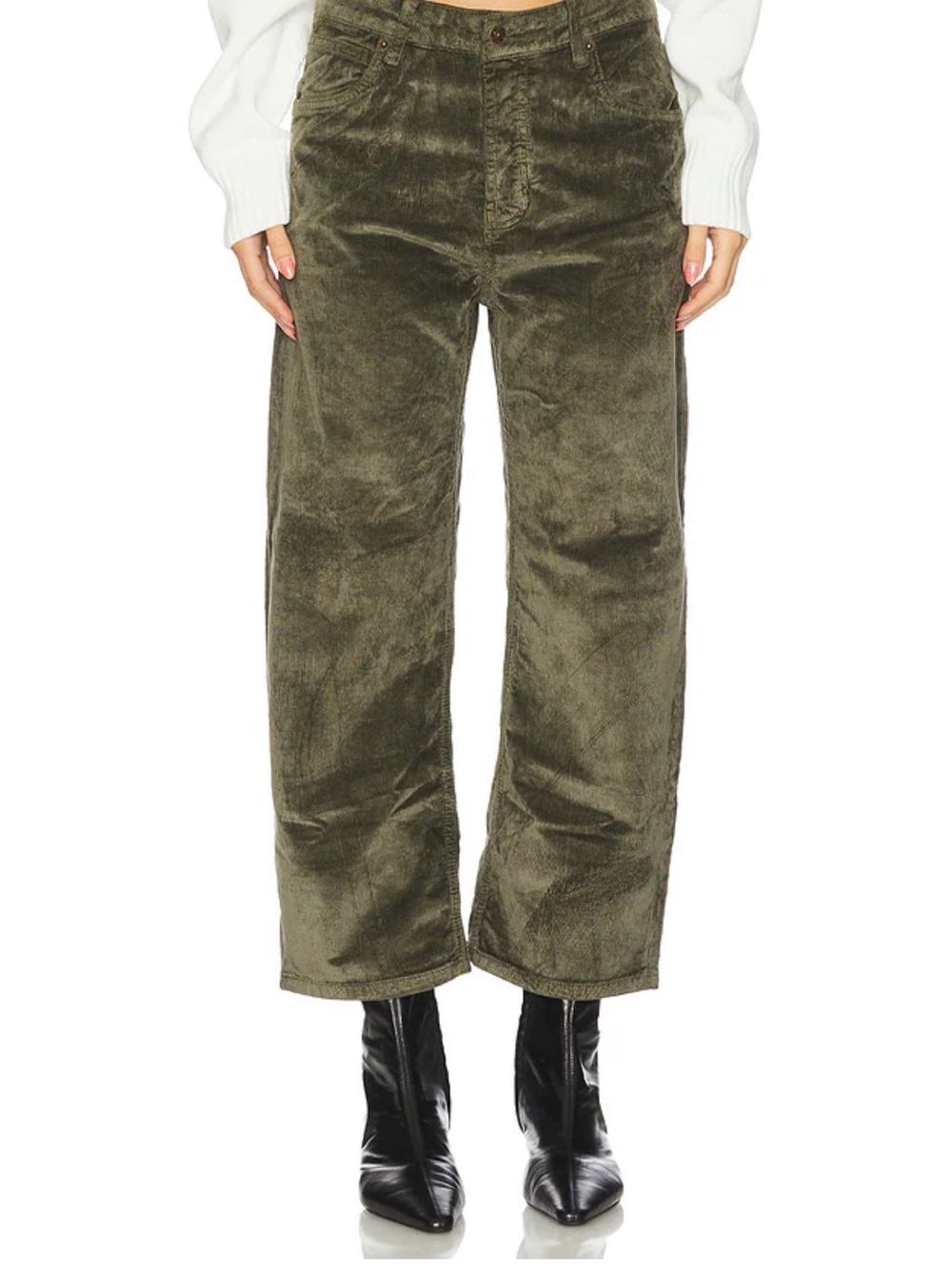 NWT Free People We the Free Deep Trance Cord Pant Clover Moss Green Size 30 - Picture 5 of 8